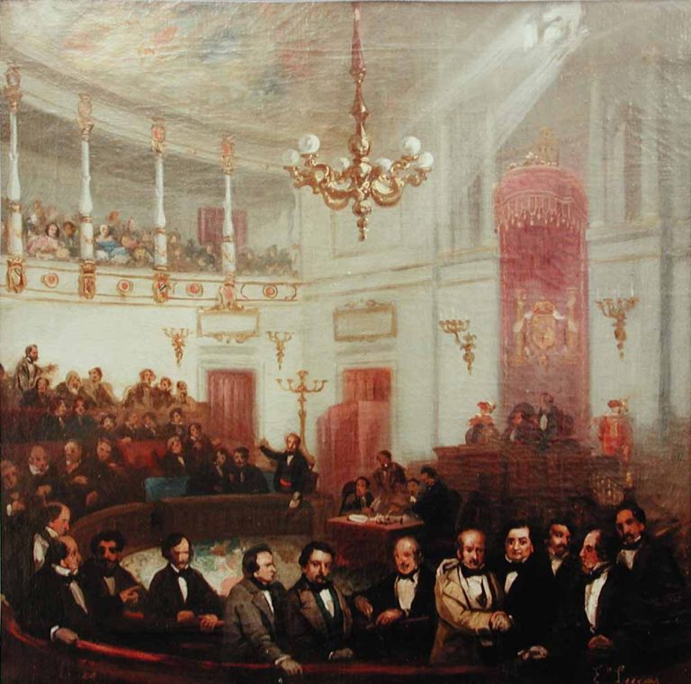 Escena-en-el-Congreso-Eugenio-Lucas-Velázquez-1854-Fuente-Wikipedia